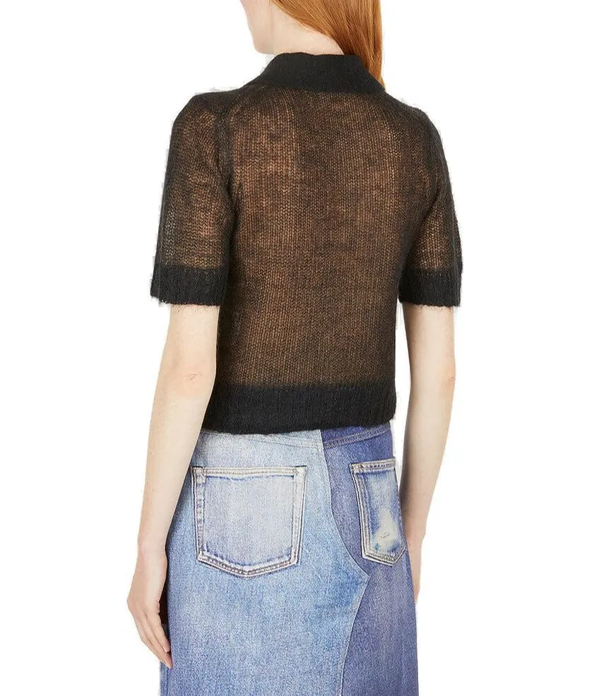 Acne Studios Knitted Cropped Polo Shirt