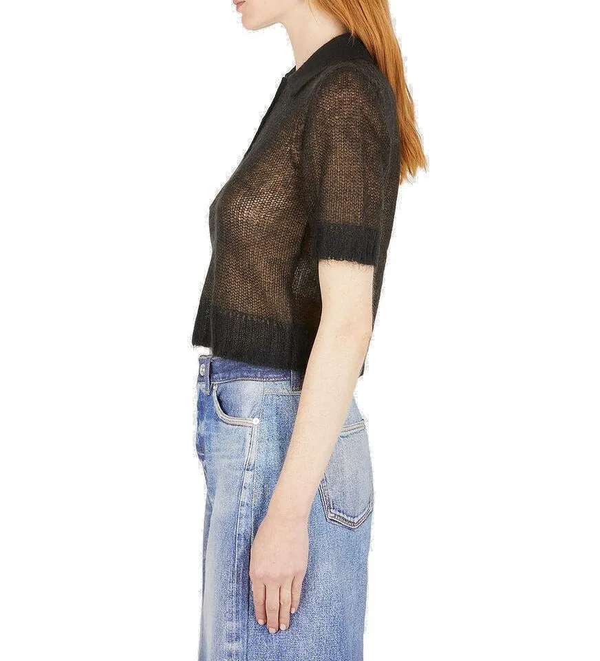 Acne Studios Knitted Cropped Polo Shirt