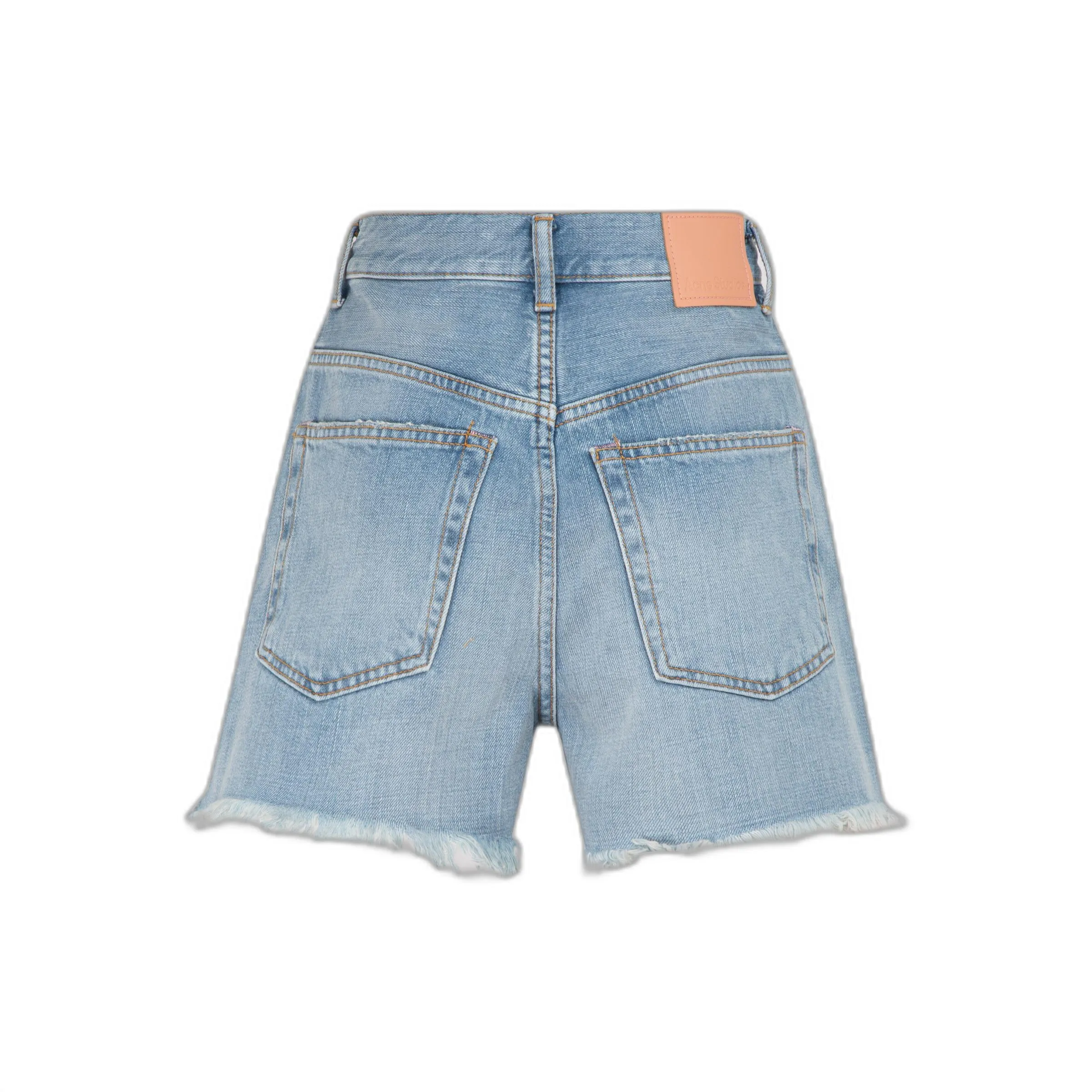 Acne Studios Logo Patch Distressed Denim Shorts