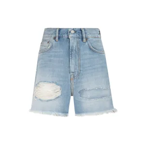Acne Studios Logo Patch Distressed Denim Shorts