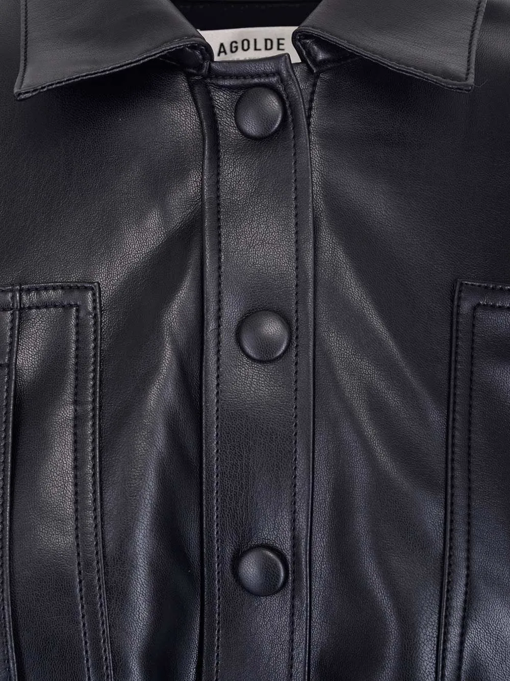 AGOLDE Faux-Leather Single-Breasted Shirt