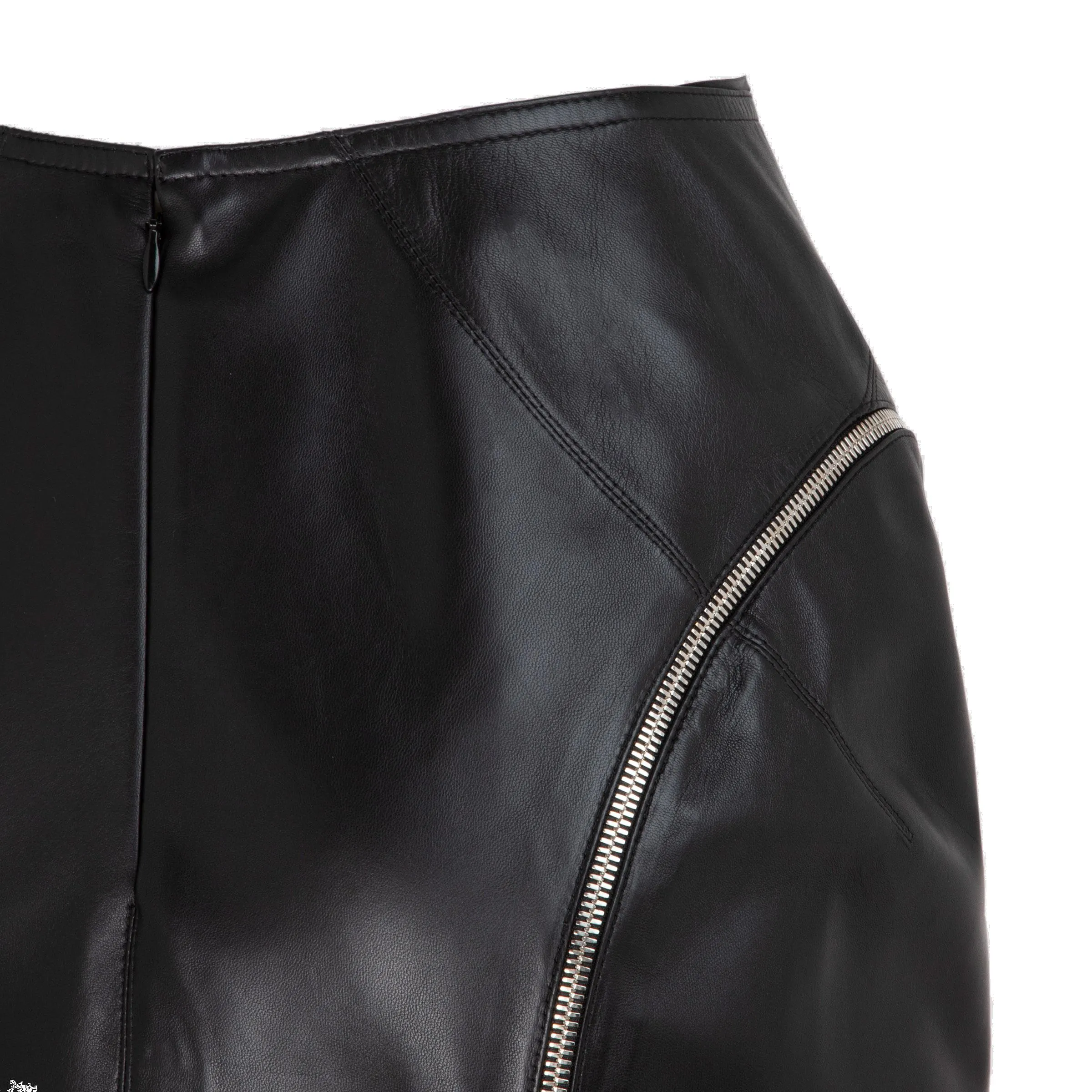 Alaa Zip Leather Mini Skirt