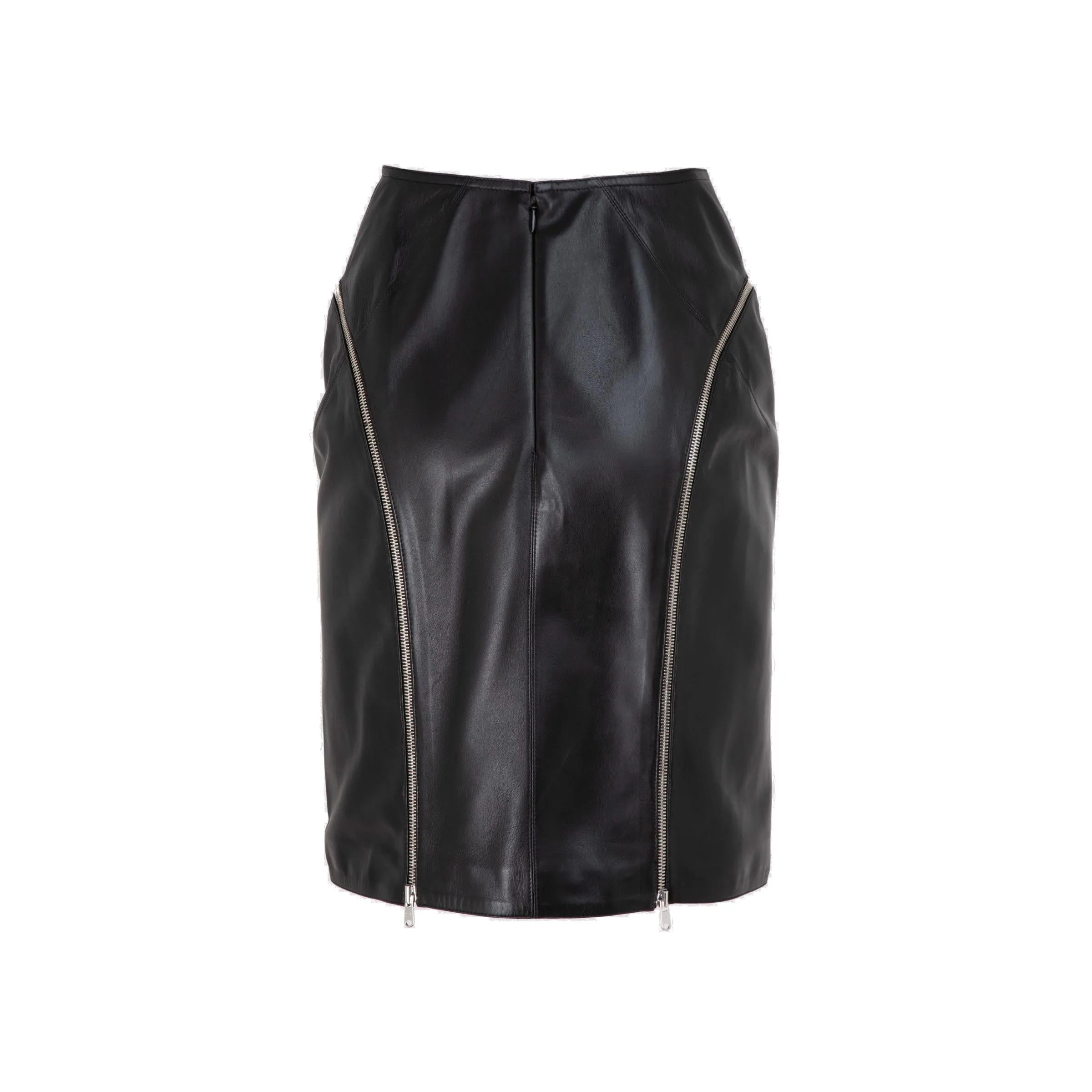 Alaa Zip Leather Mini Skirt