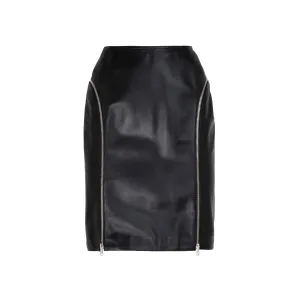 Alaa Zip Leather Mini Skirt
