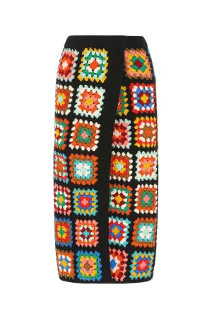 Alanui Crochet Color-Block Wrapped Skirt