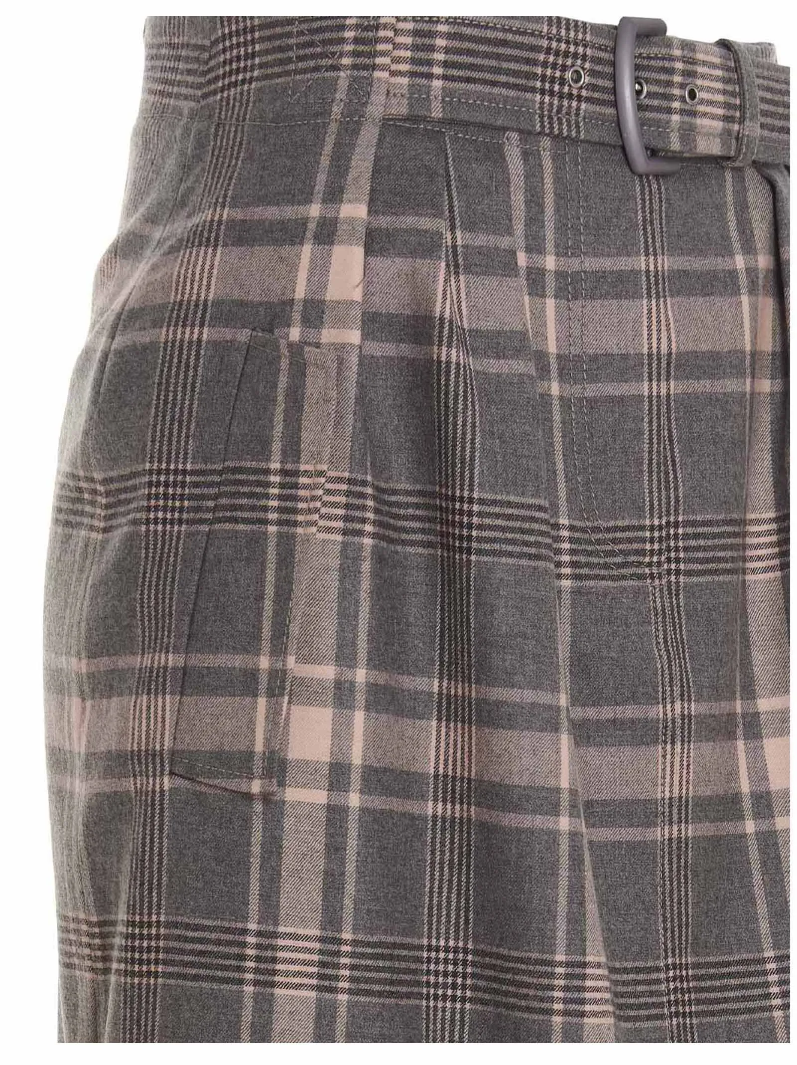 Alberta Ferretti Belted Tartan Skirt