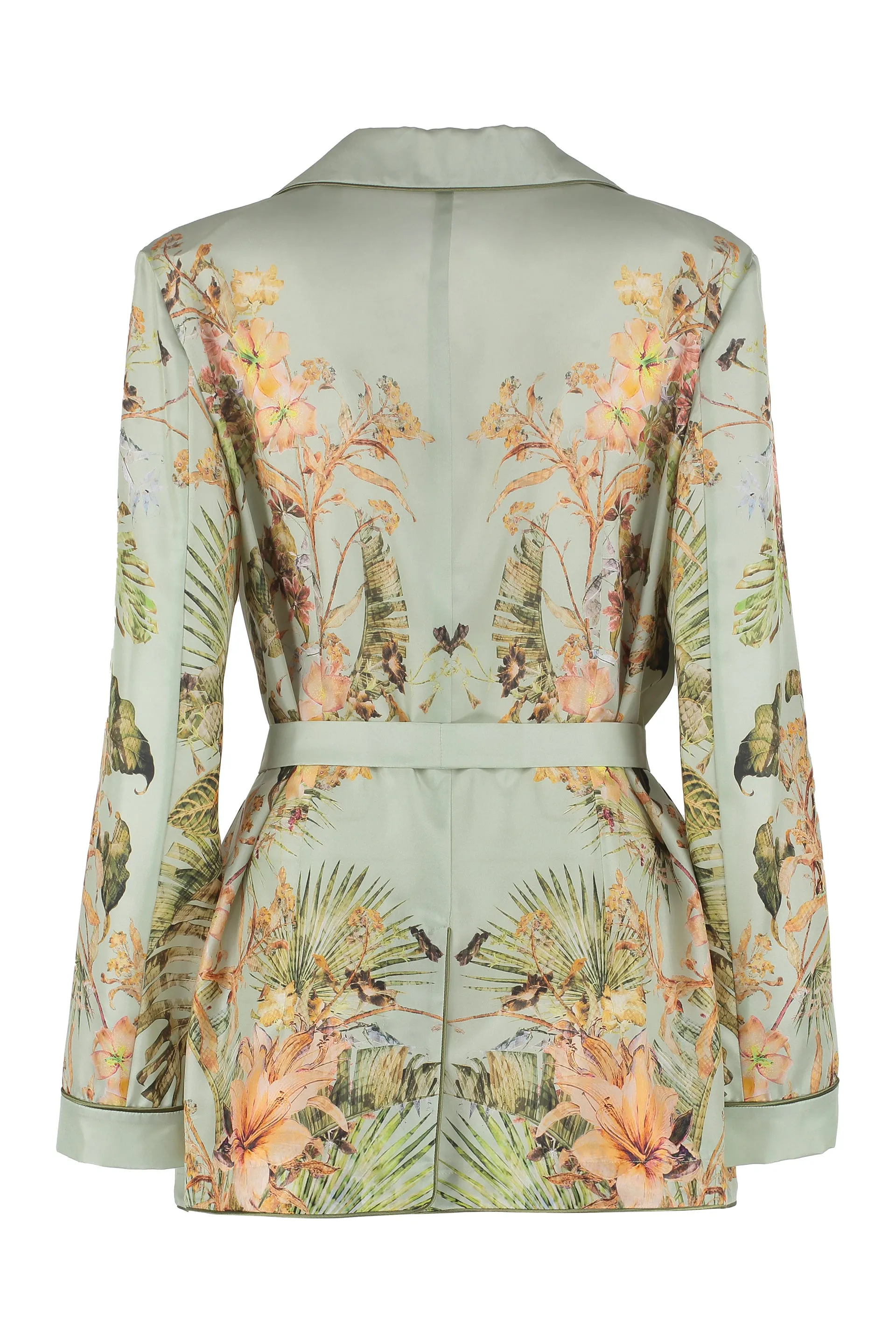 Alberta Ferretti Floral Print Belted Shirt