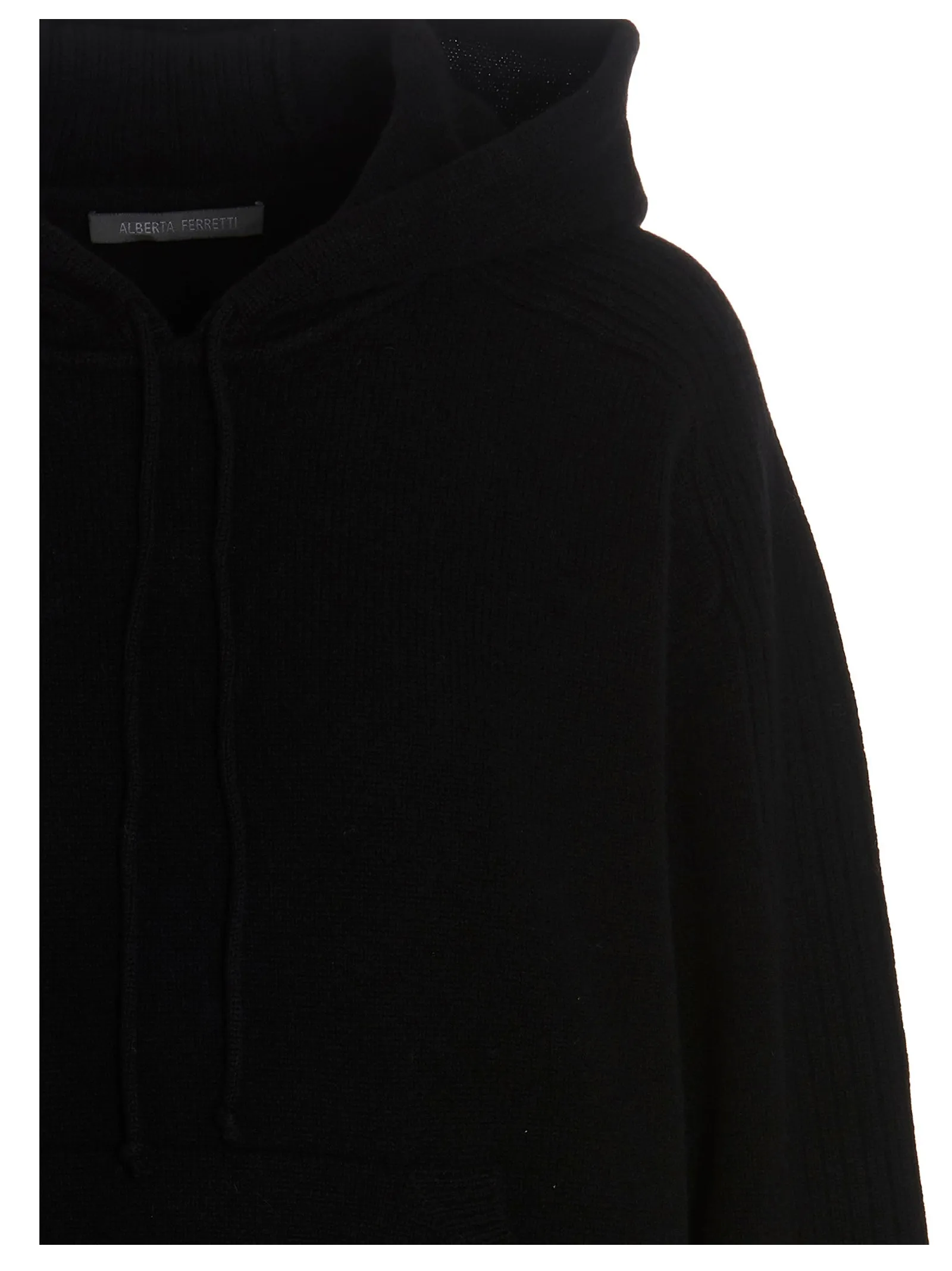 Alberta Ferretti Ribbed Sleeve Drawstring Hoodie