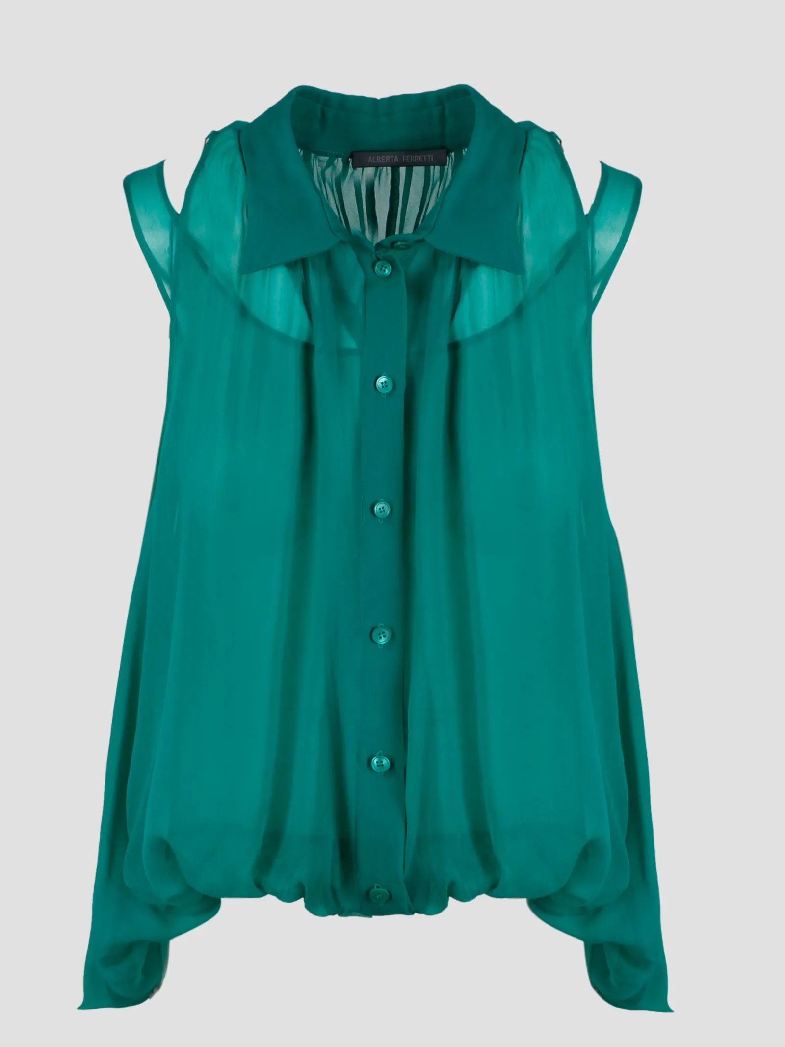 Alberta Ferretti Ruffle Trim Sleeveless Shirt