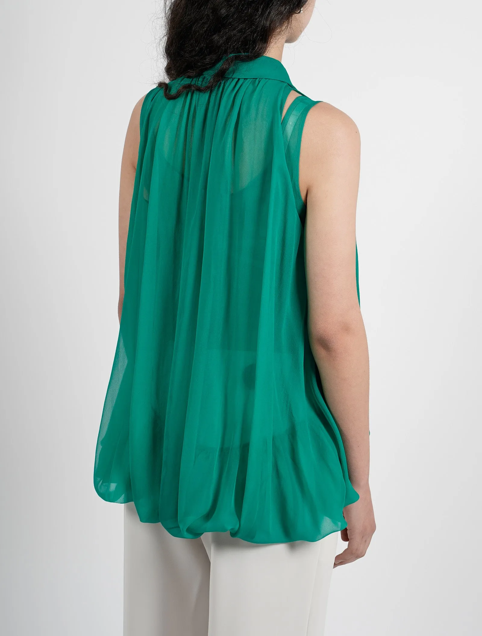 Alberta Ferretti Ruffle Trim Sleeveless Shirt