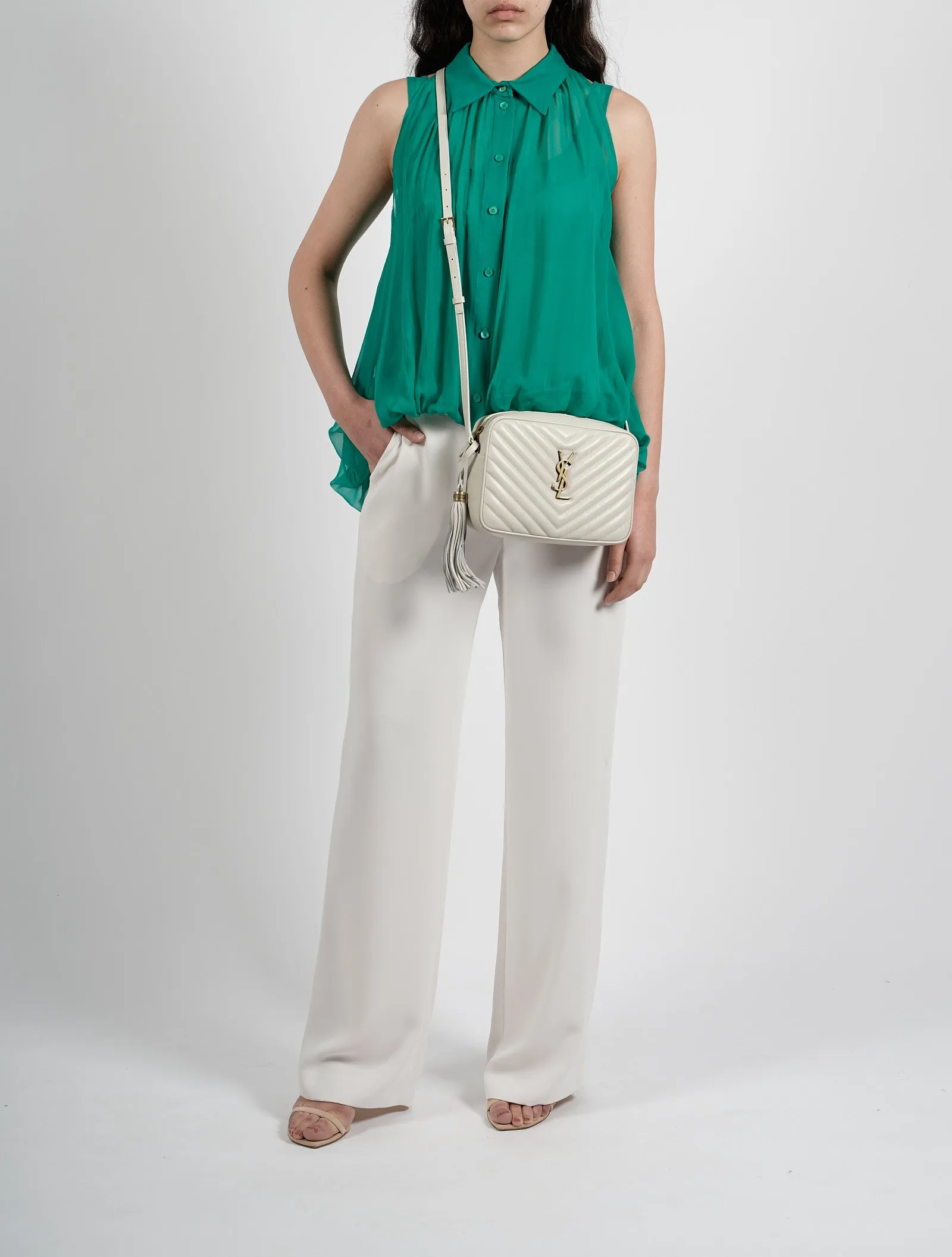 Alberta Ferretti Ruffle Trim Sleeveless Shirt