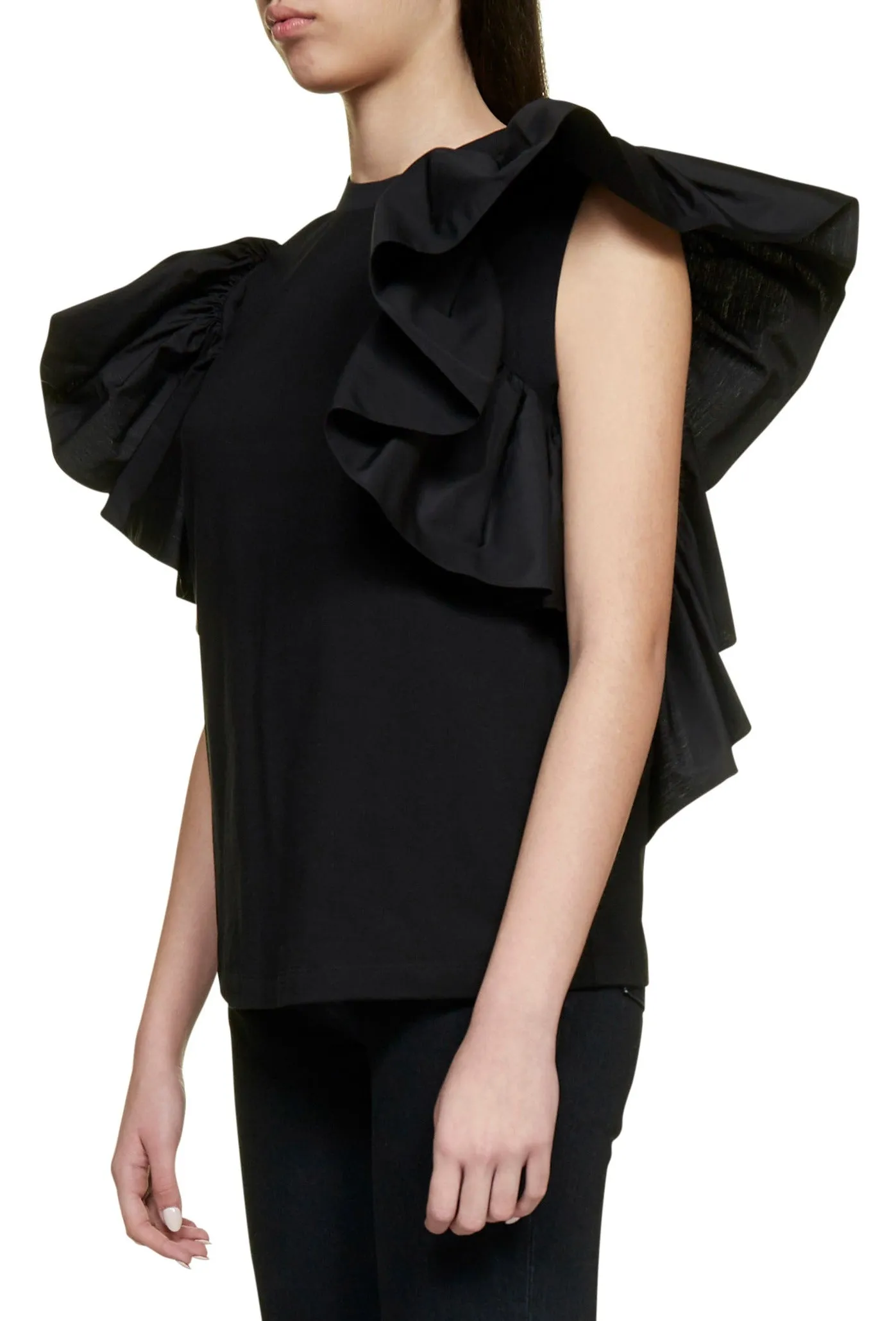 Alexander McQueen Ruffle Jersey T-Shirt
