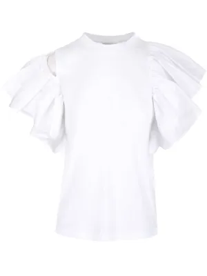 Alexander McQueen Ruffle Jersey T-Shirt