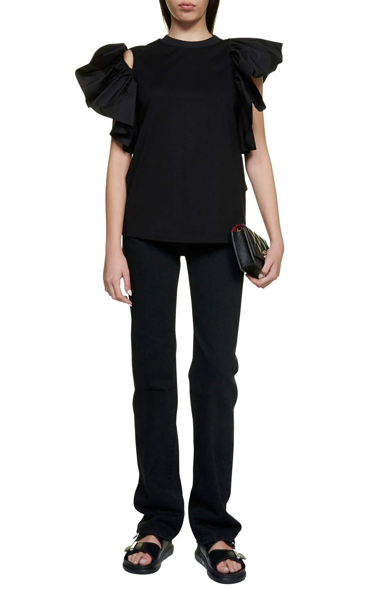 Alexander McQueen Ruffle Jersey T-Shirt