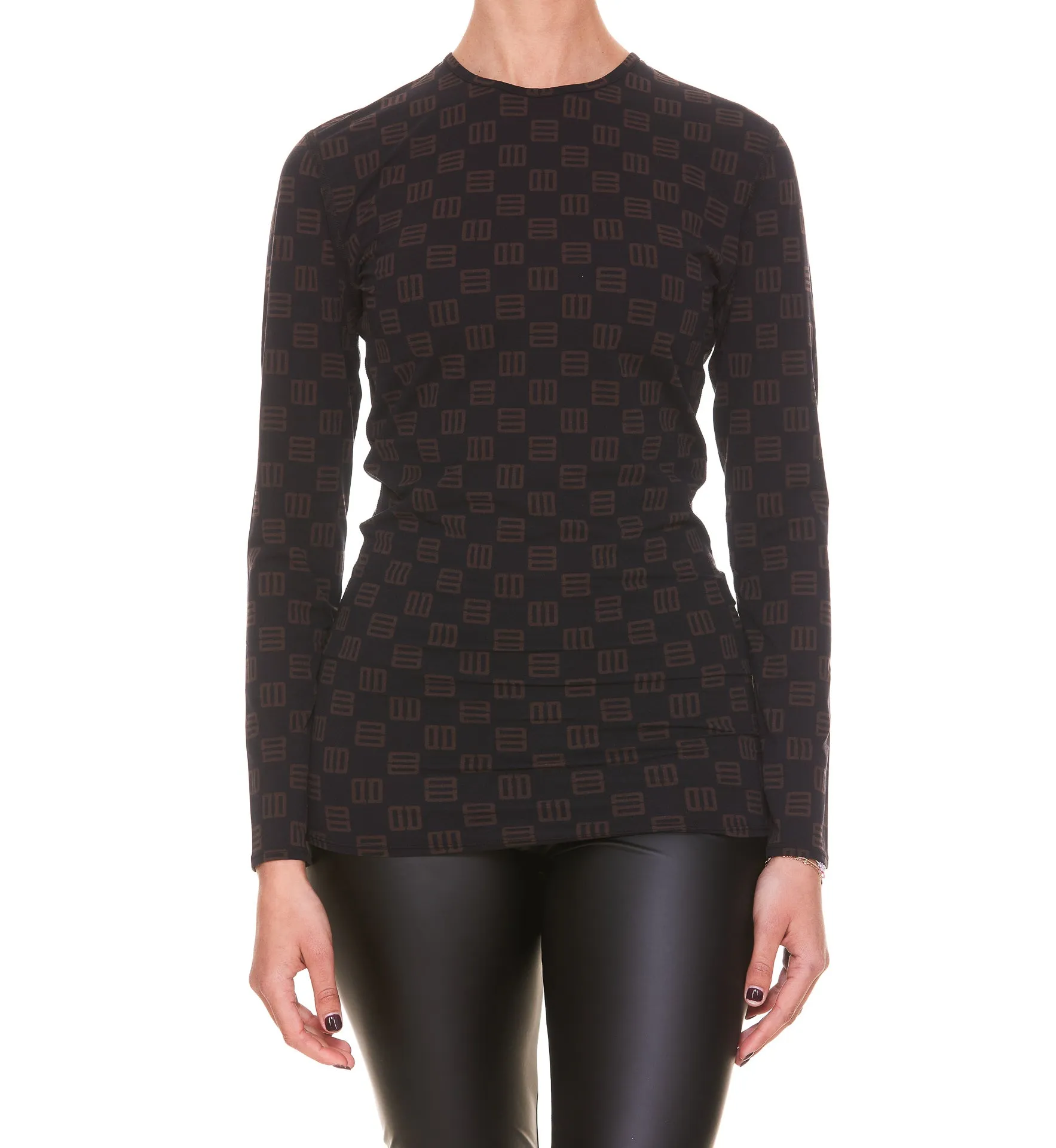 Ambush Monogram Print Crewneck Top