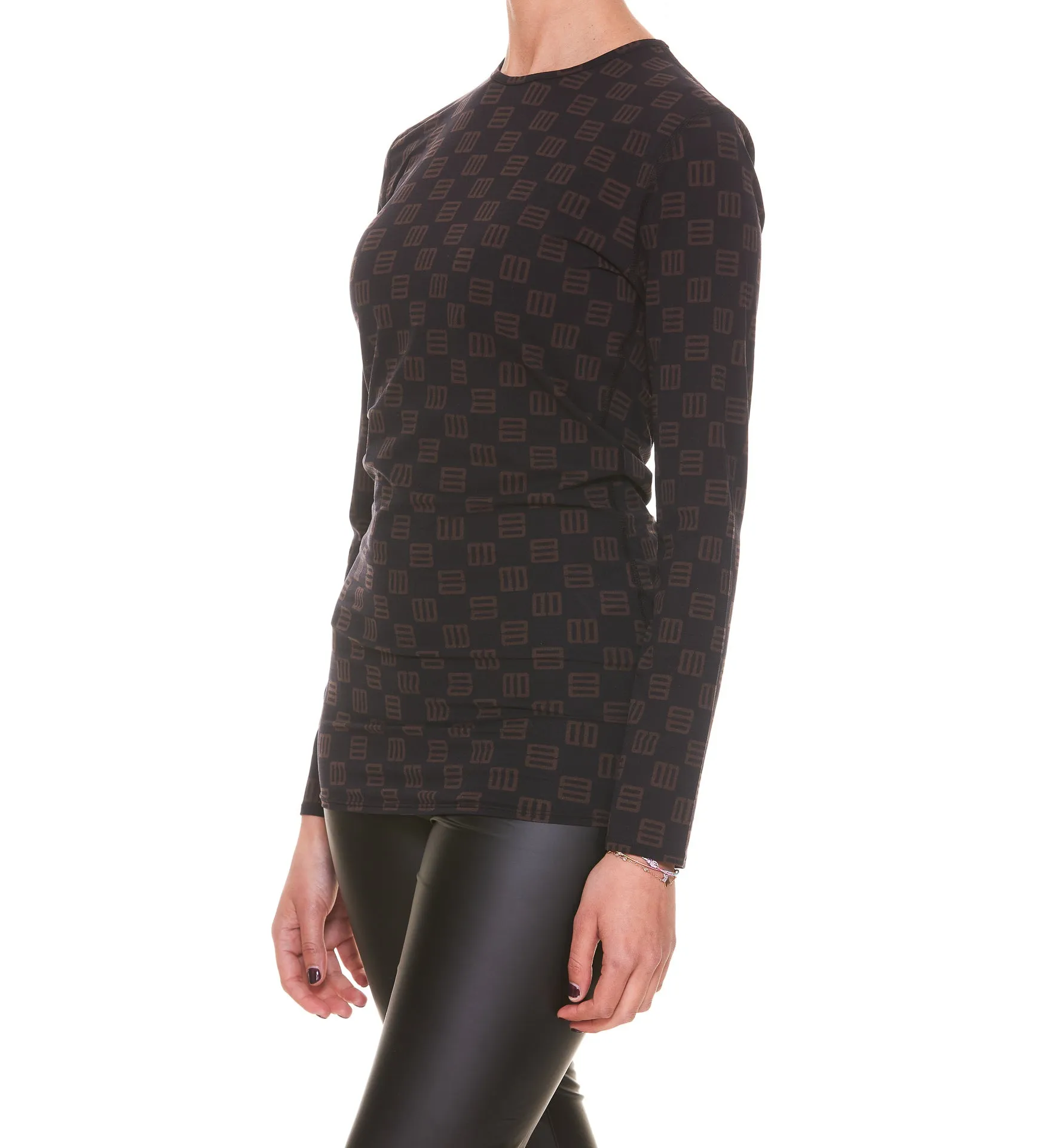 Ambush Monogram Print Crewneck Top