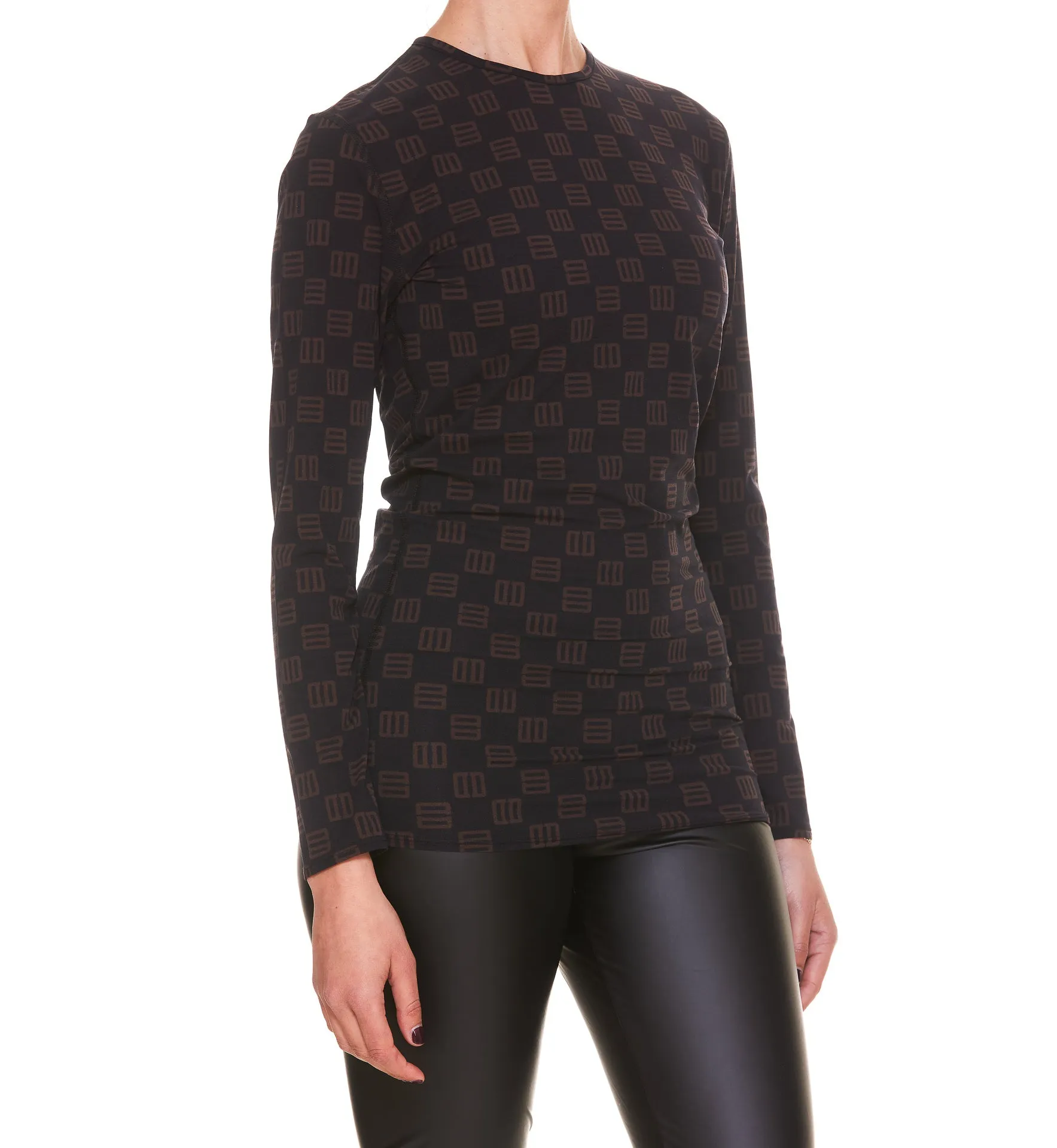 Ambush Monogram Print Crewneck Top