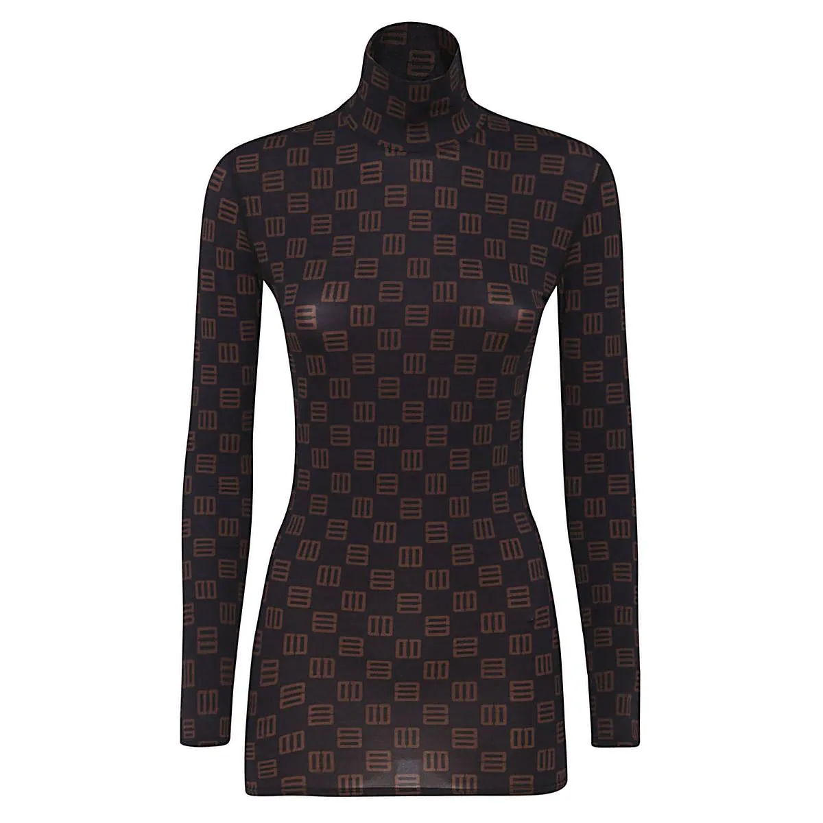 Ambush Monogram Print Turtleneck Top