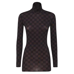 Ambush Monogram Print Turtleneck Top
