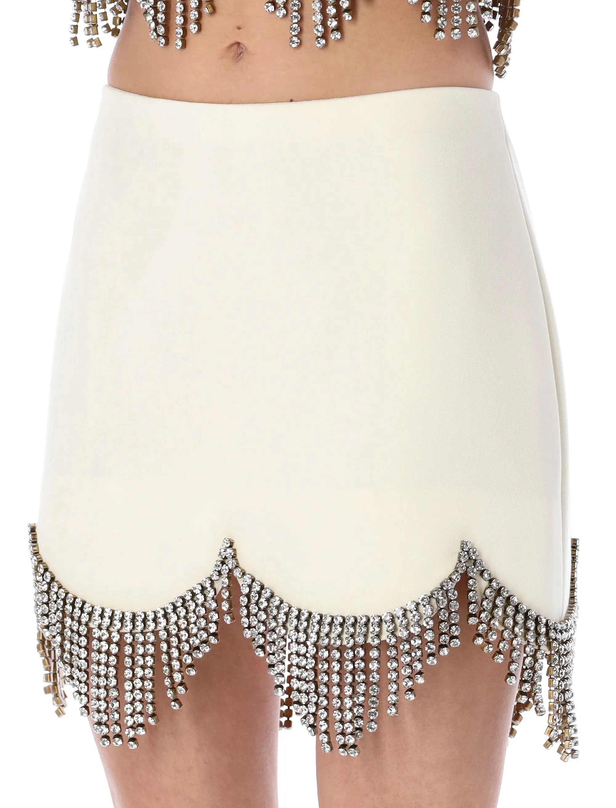 Area Embellished Scallop Mini Skirt