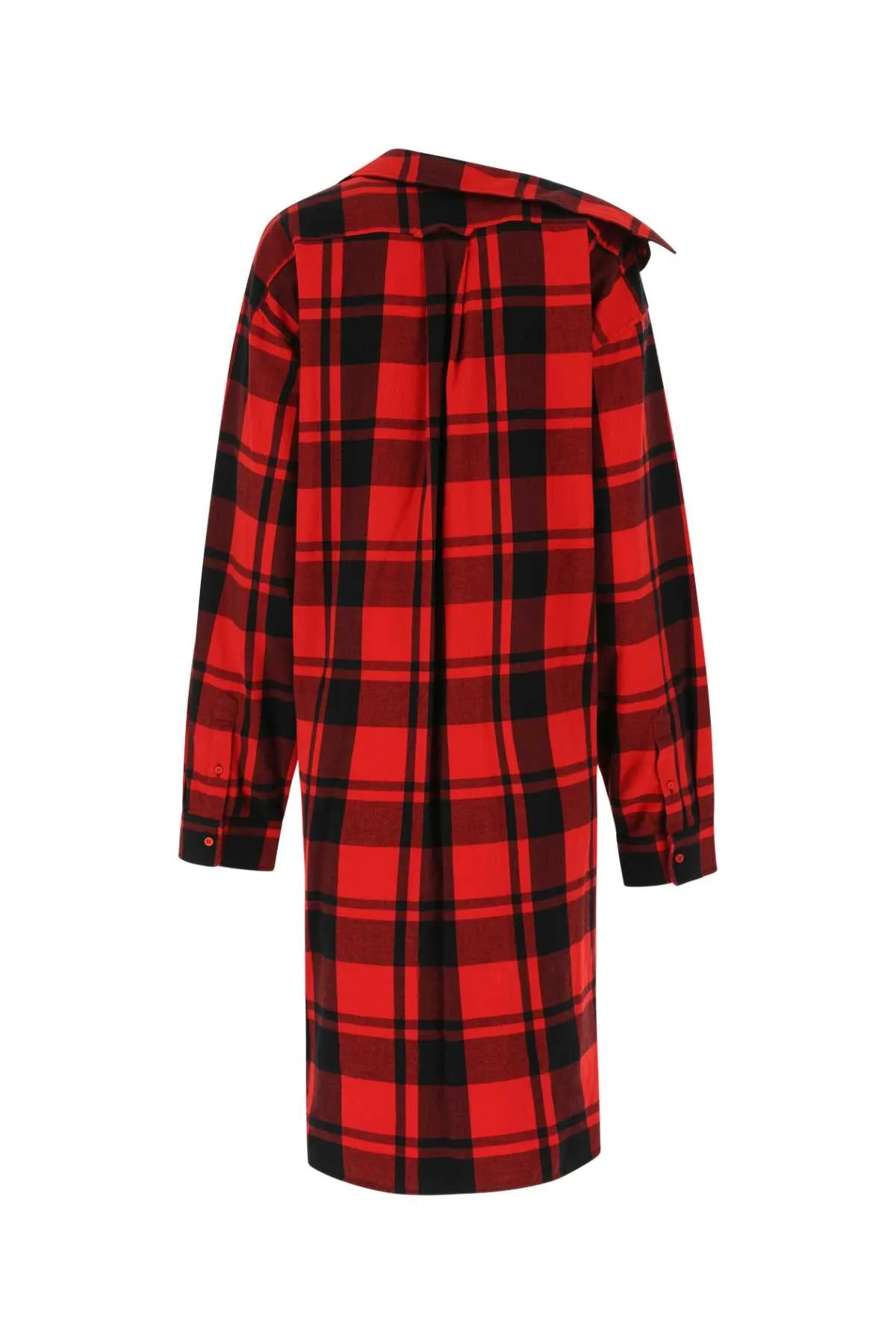 Balenciaga Check Buttoned Midi Shirt Dress