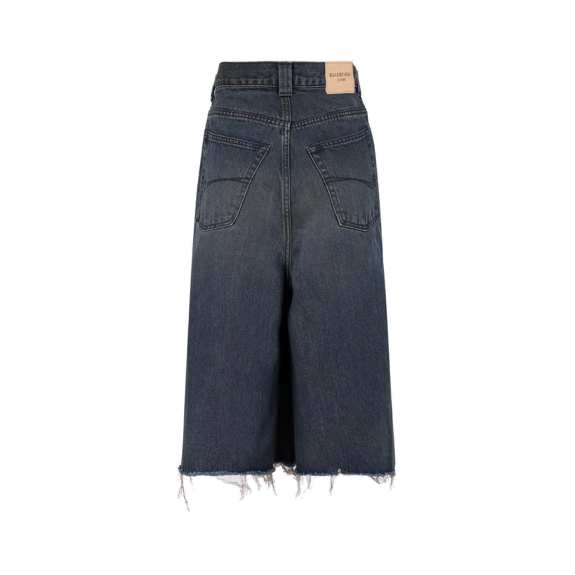 Balenciaga Frayed Edge Denim Skort