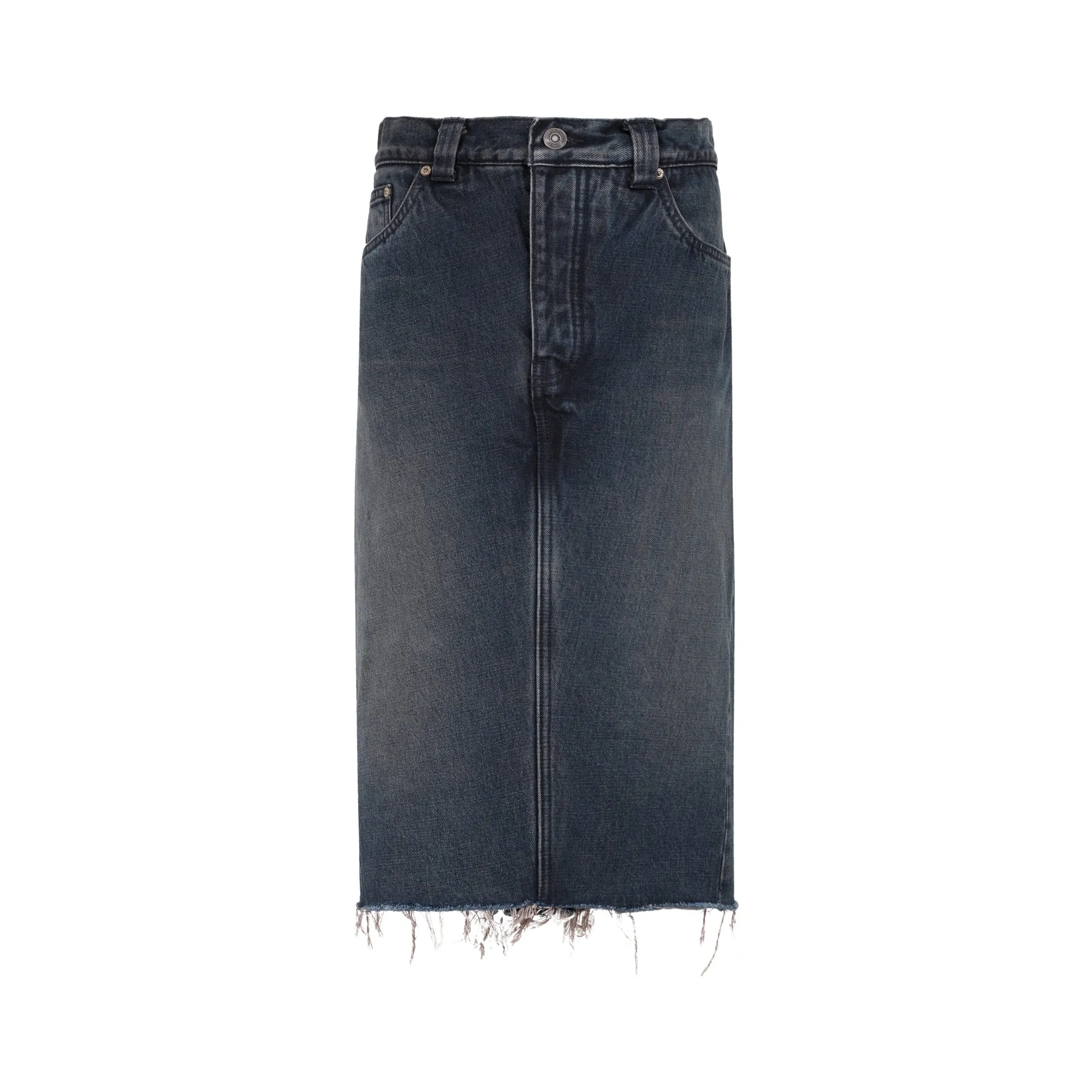 Balenciaga Frayed Edge Denim Skort