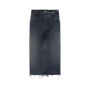 Balenciaga Frayed Edge Denim Skort