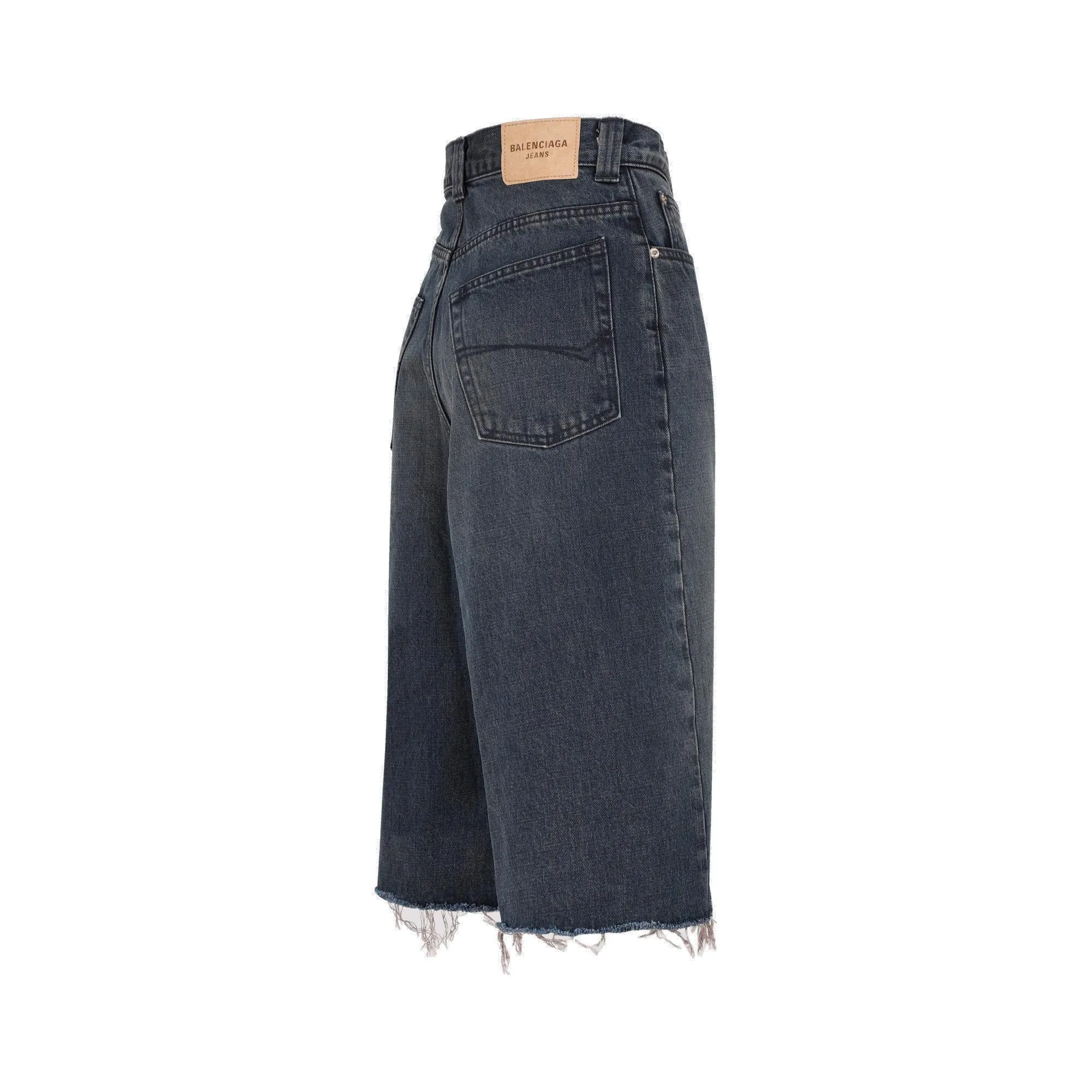 Balenciaga Frayed Edge Denim Skort