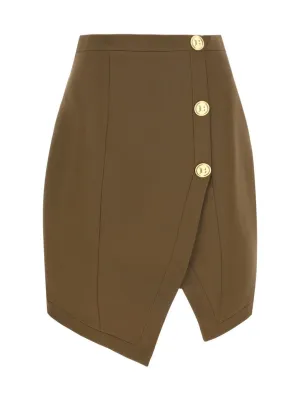 Balmain Asymmetric Buttoned Skirt