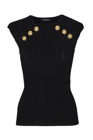 Balmain Button-Detail Sleeveless Top