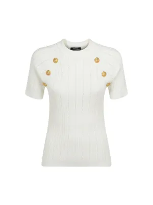Balmain Button Embellished Knitted Top