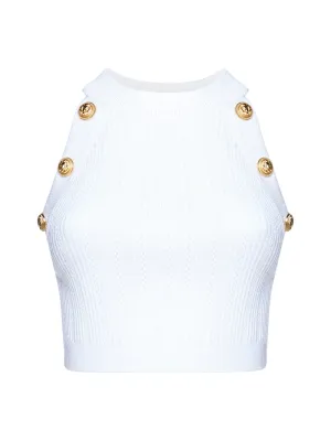 Balmain Button Embellished Knitted Top