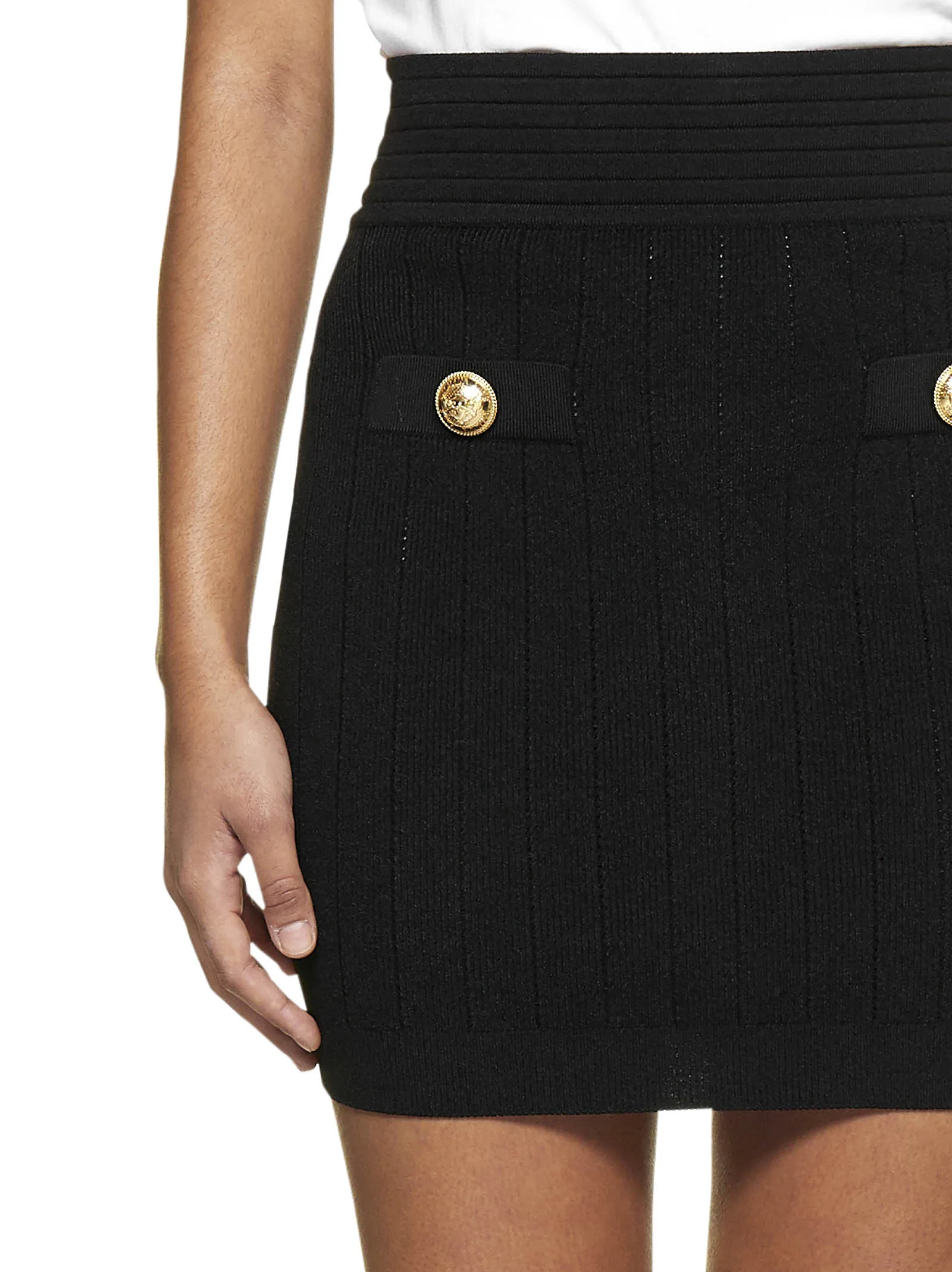 Balmain Buttoned Knit Mini Skirt