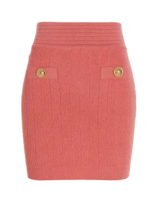 Balmain Buttoned Knit Mini Skirt