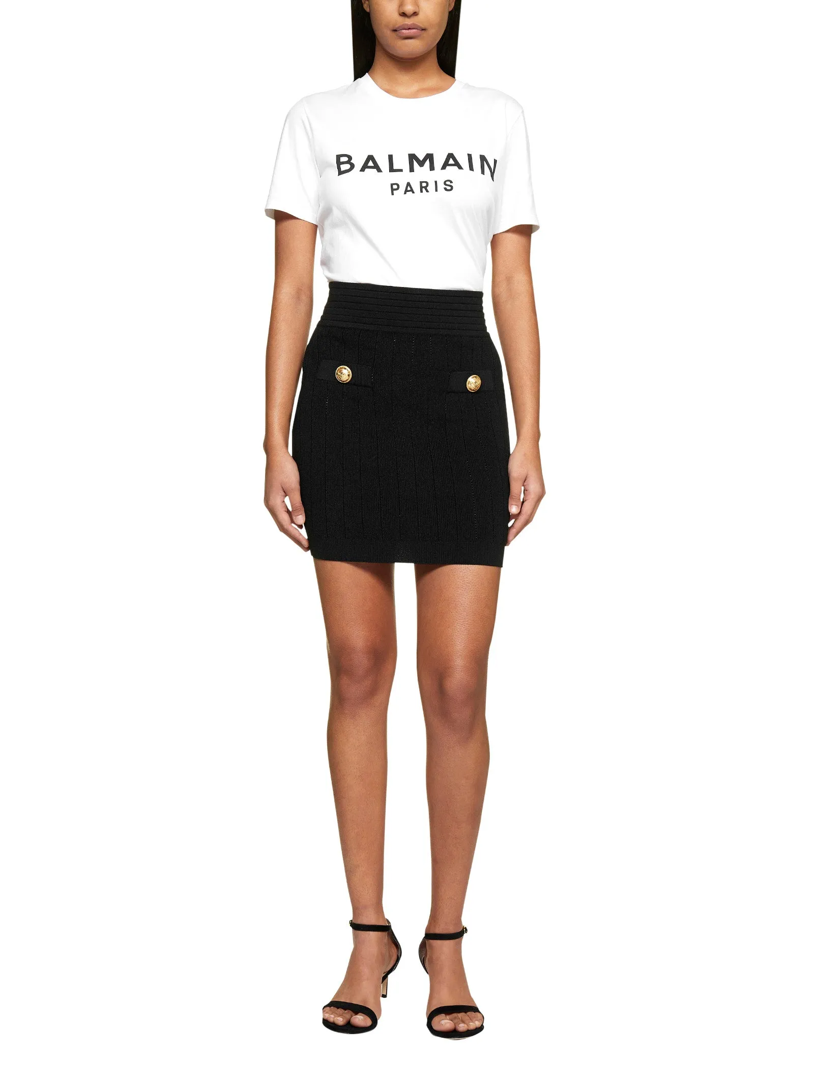 Balmain Buttoned Knit Mini Skirt