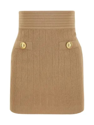 Balmain Buttoned Knit Mini Skirt