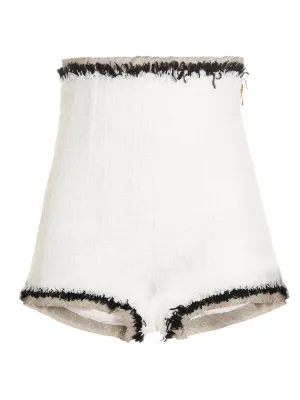 Balmain Contrast-Trim Frayed Edge Shorts