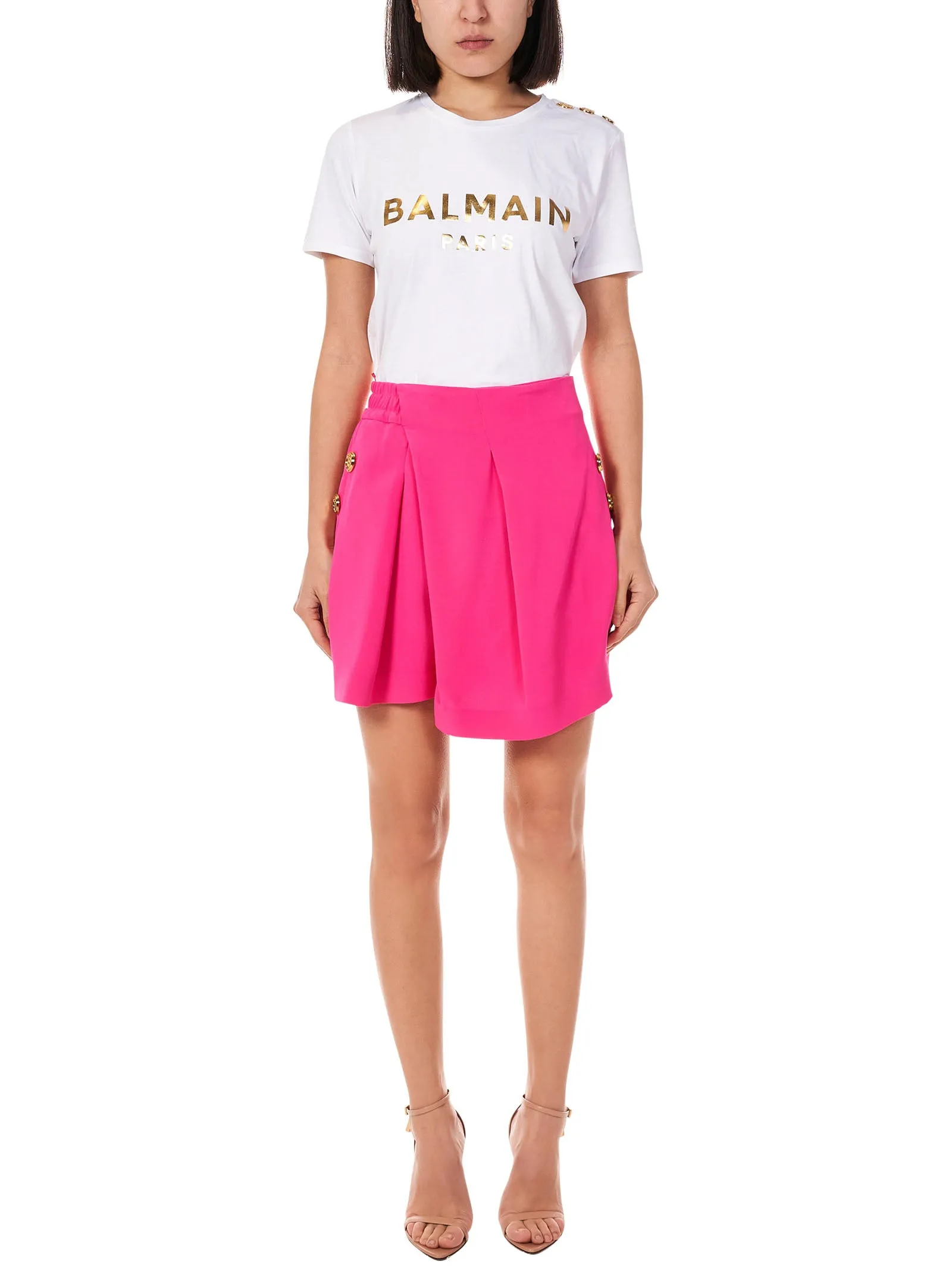 Balmain High Waisted Asymmetric Shorts