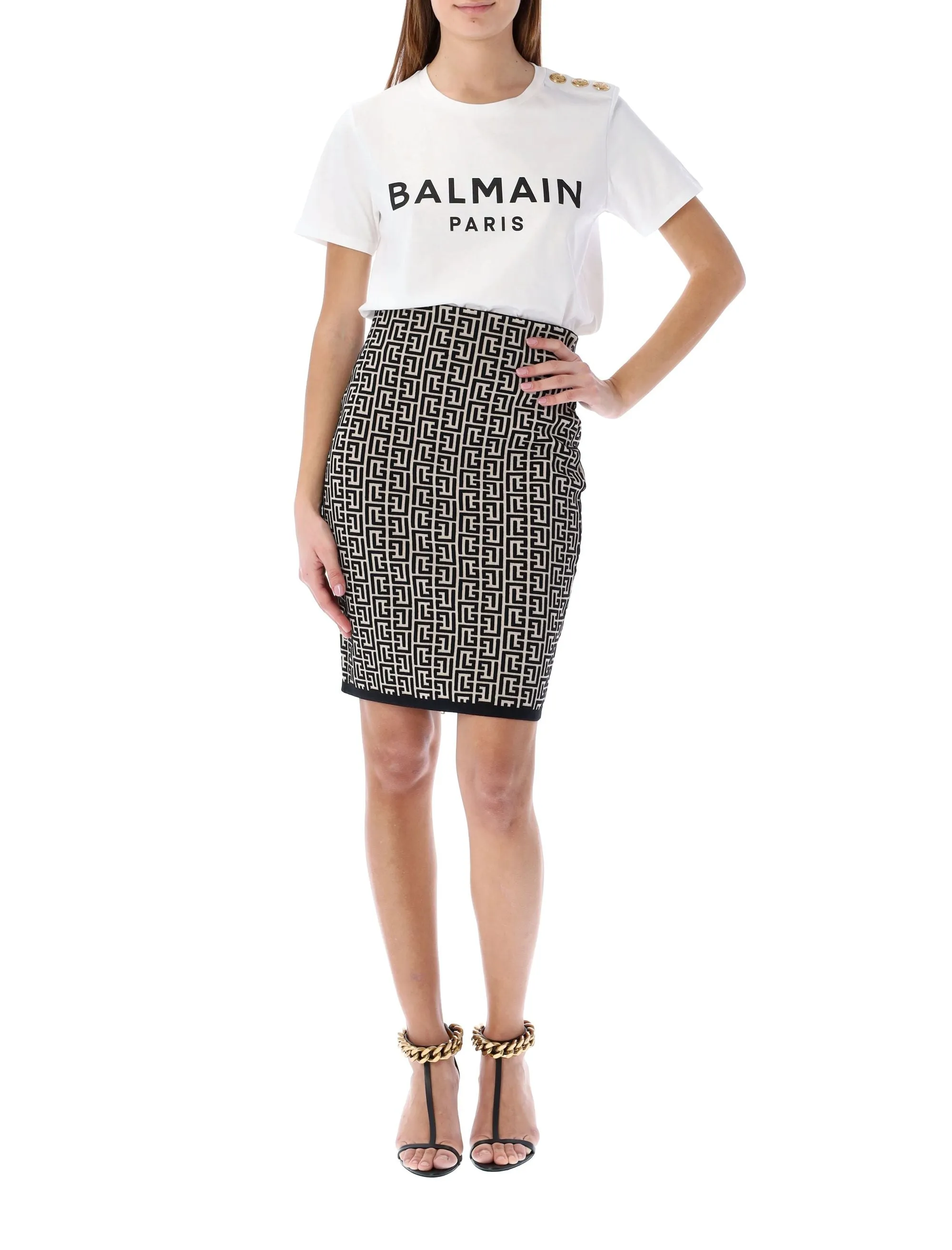 Balmain Logo Printed Crewneck T-Shirt