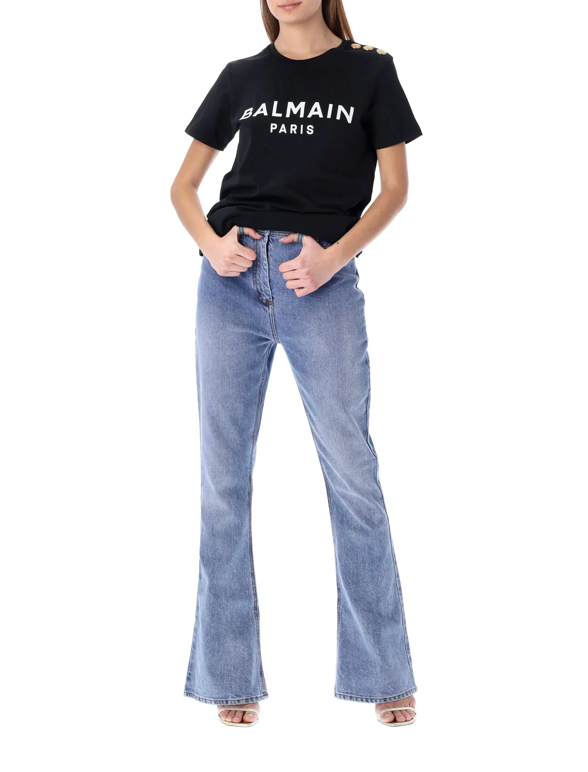 Balmain Logo Printed Crewneck T-Shirt