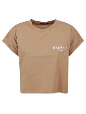 Balmain Logo Printed Cropped T-Shirt