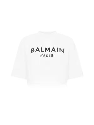 Balmain Logo Printed Cropped T-Shirt
