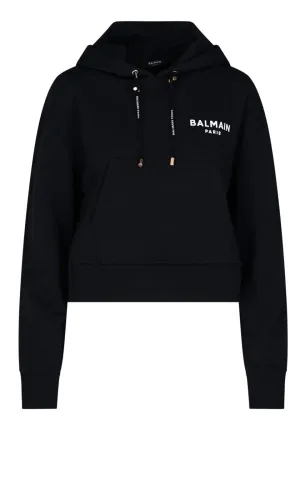 Balmain Logo Printed Drawstring Hoodie