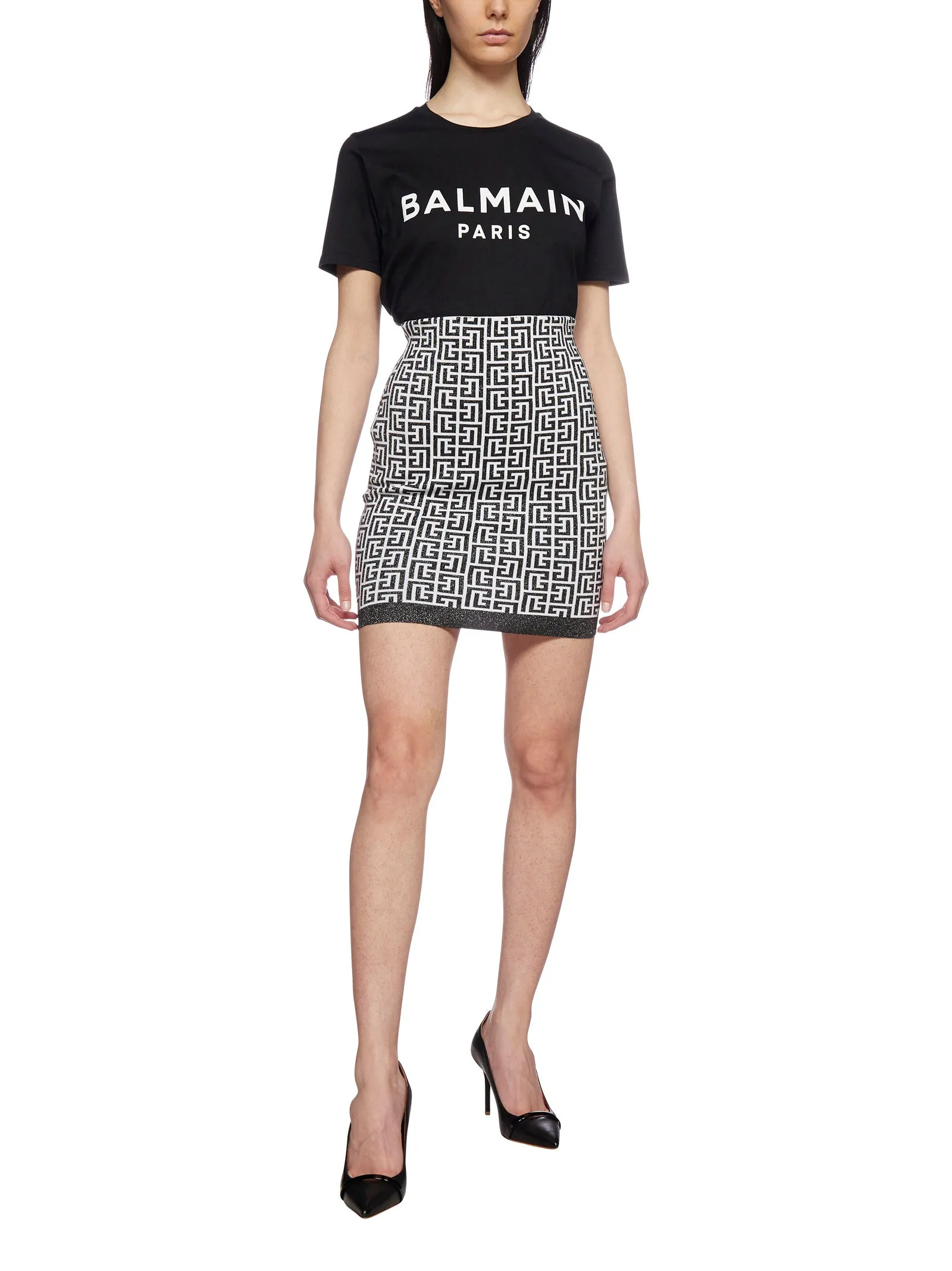Balmain Monogram Jacquard Mini Skirt
