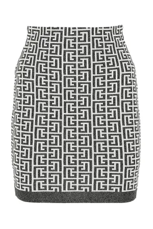 Balmain Monogram Jacquard Mini Skirt