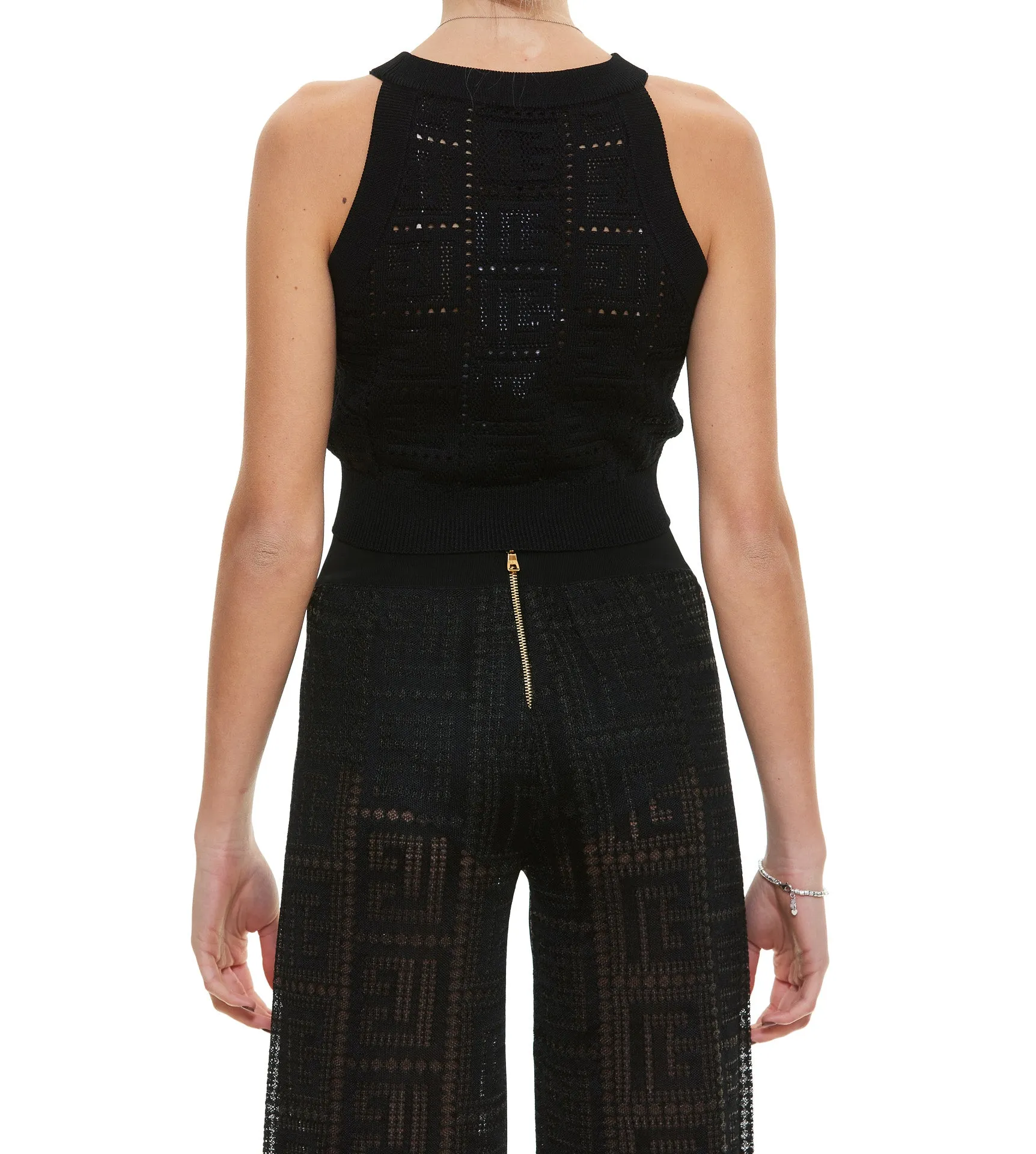 Balmain Monogram Knit Crop Top
