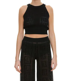 Balmain Monogram Knit Crop Top