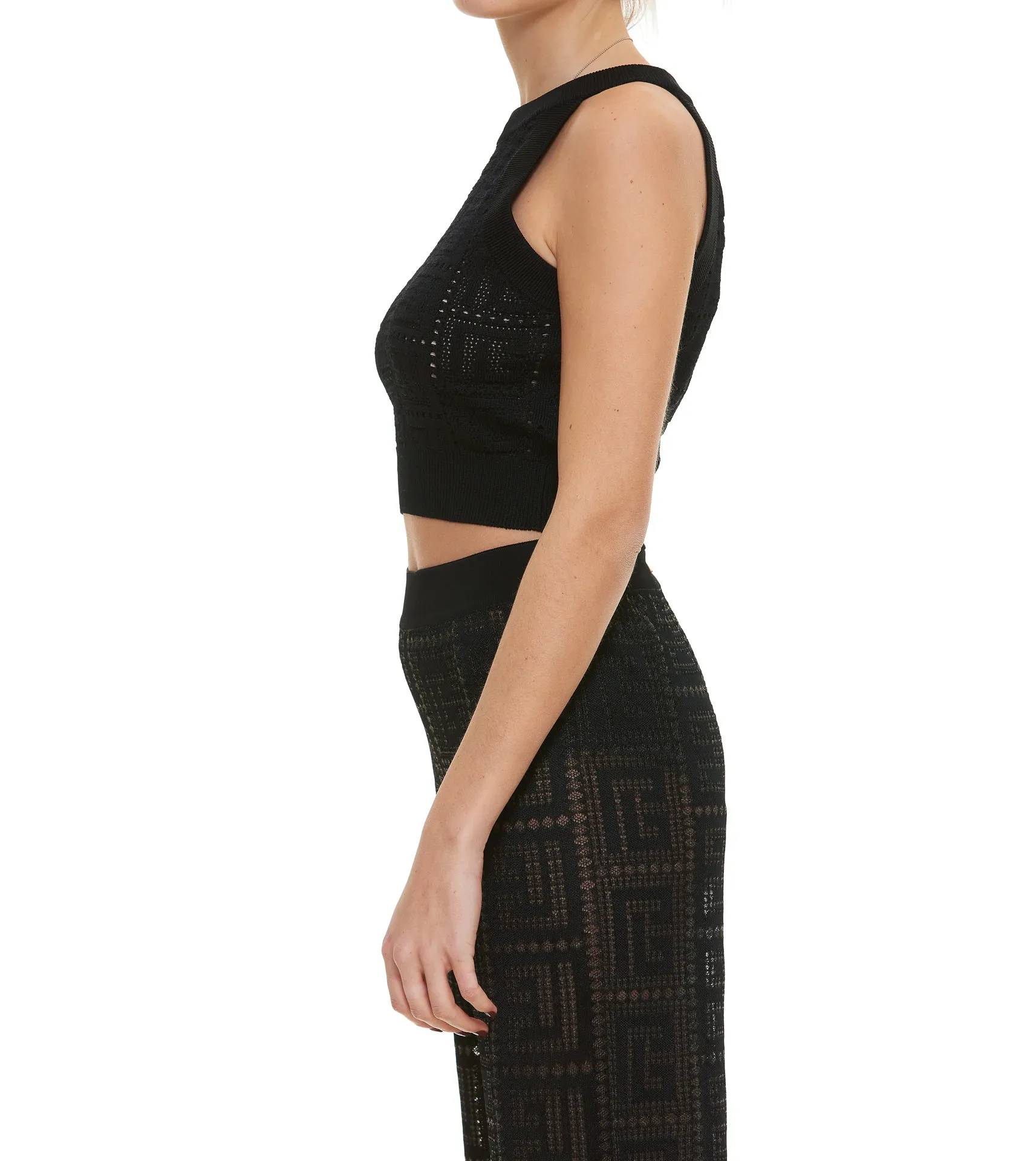 Balmain Monogram Knit Crop Top