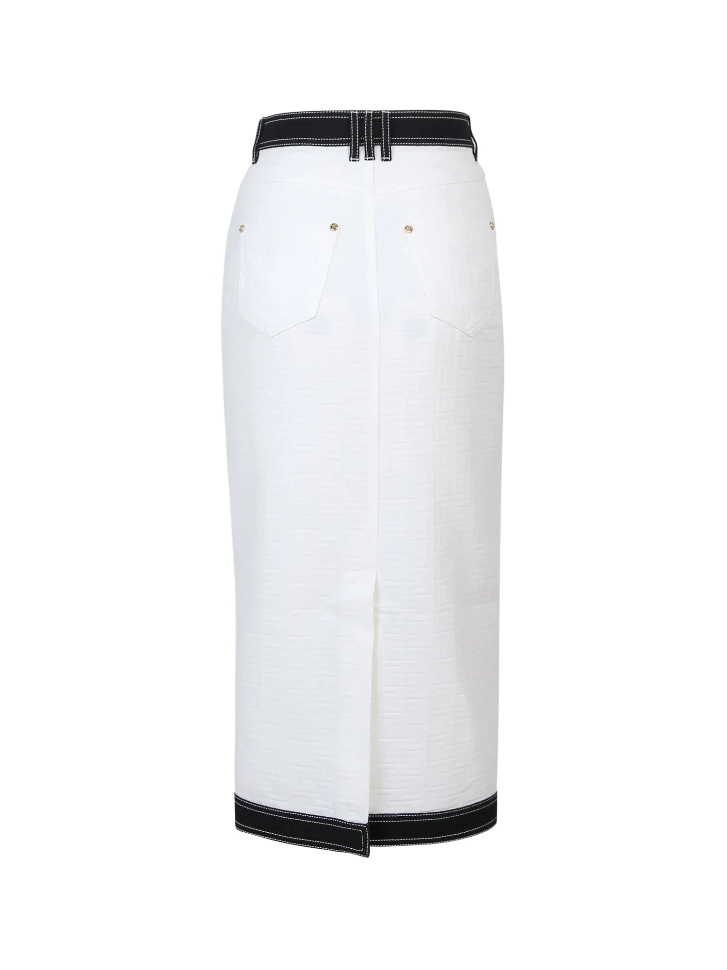 Balmain Monogram Pattern Buttoned Midi Skirt